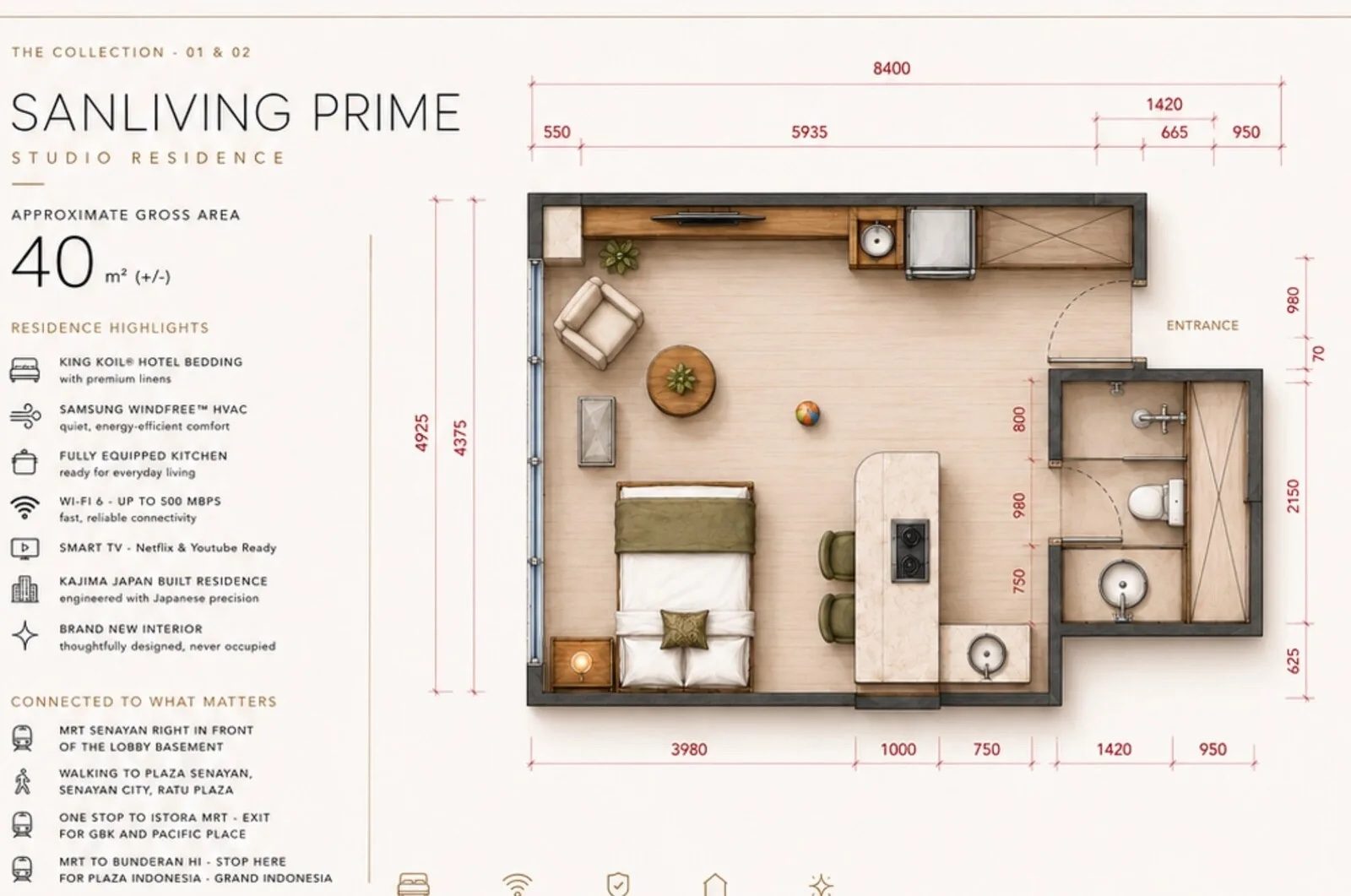 Studio Spacious floor plan