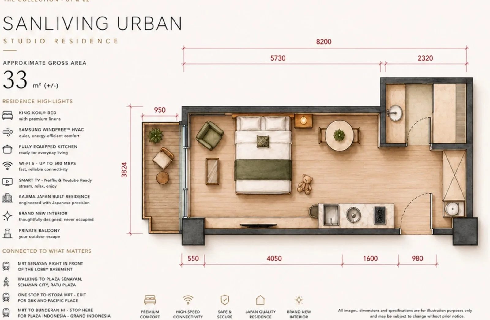 Studio Balcony floor plan